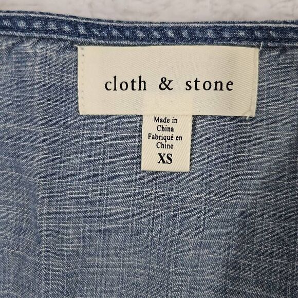 Cloth and stone by anthropologie Womens XS smocked waist blouse dark denim top - Picture 2 of 8